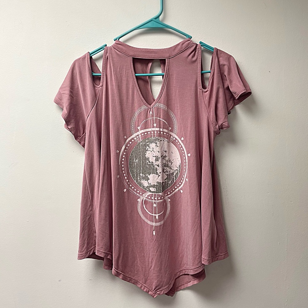 Adam Levine Collection Pink Shirt w/ Moon Detail